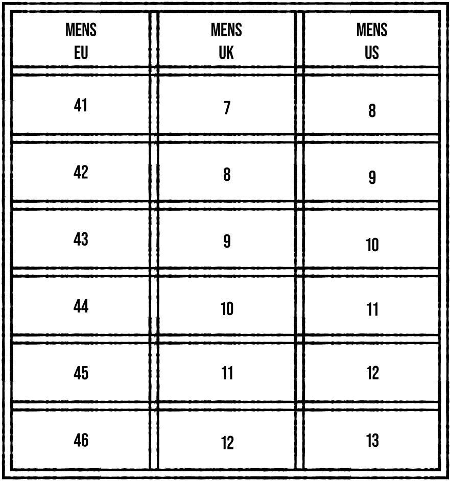 MENS SIZE GUIDE MENS SIZE GUIDE