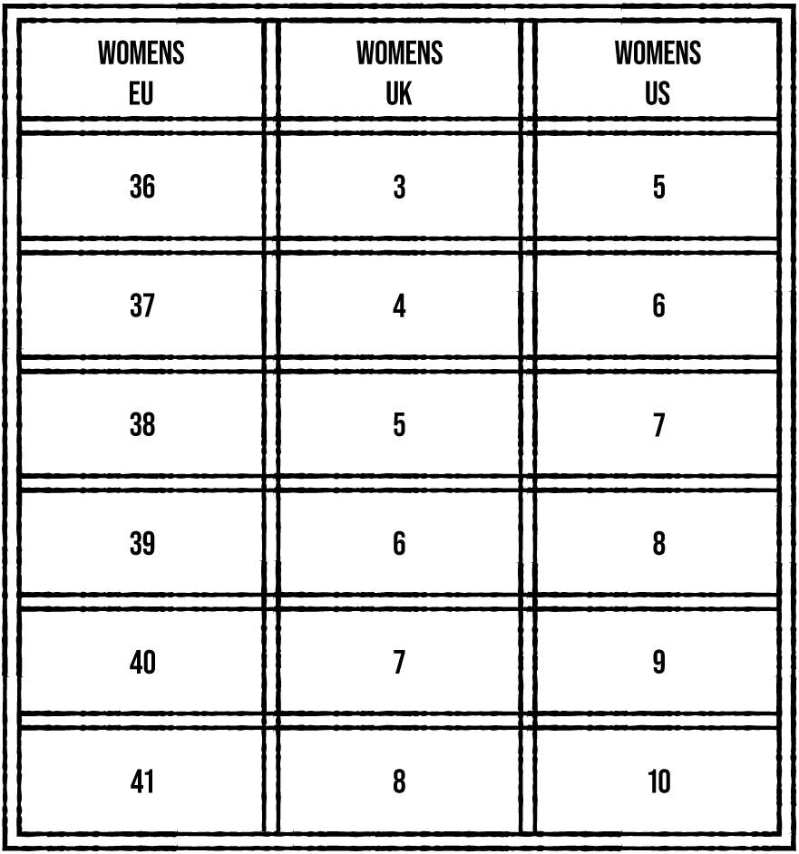 WOMENS SIZE GUIDE WOMENS SIZE GUIDE